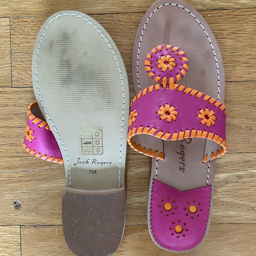 Jack Rogers Pink and Orange Handmade Sandals
